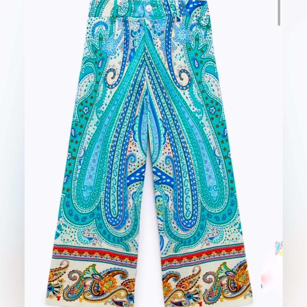 ZARA Colorful Paisley Print Trousers—- NWT -Never used.